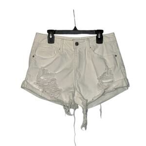 Forever 21 white ripped jean shorts size 27